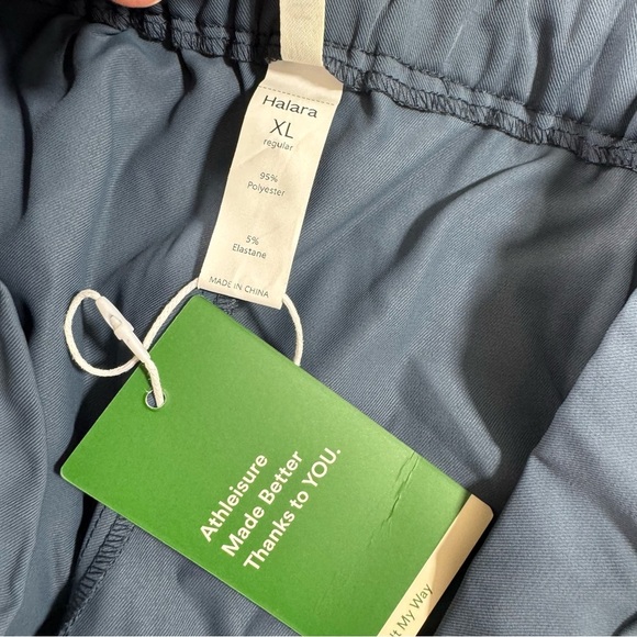 New Halara Pants Paperbag Wide Leg Deep Sea Blue Grey - Picture 4 of 8